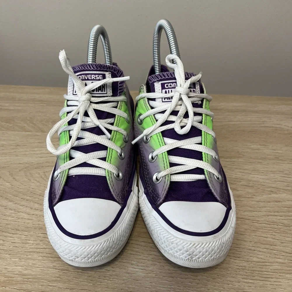 Converse All Star Low Purple Green Fade Women's 5 Big‎ Kids 3.5 Halloween Chucks